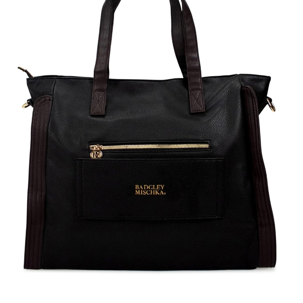 Badgley Mischka Black Vegan Leather Shoulder Bag - Picture 5 of 8